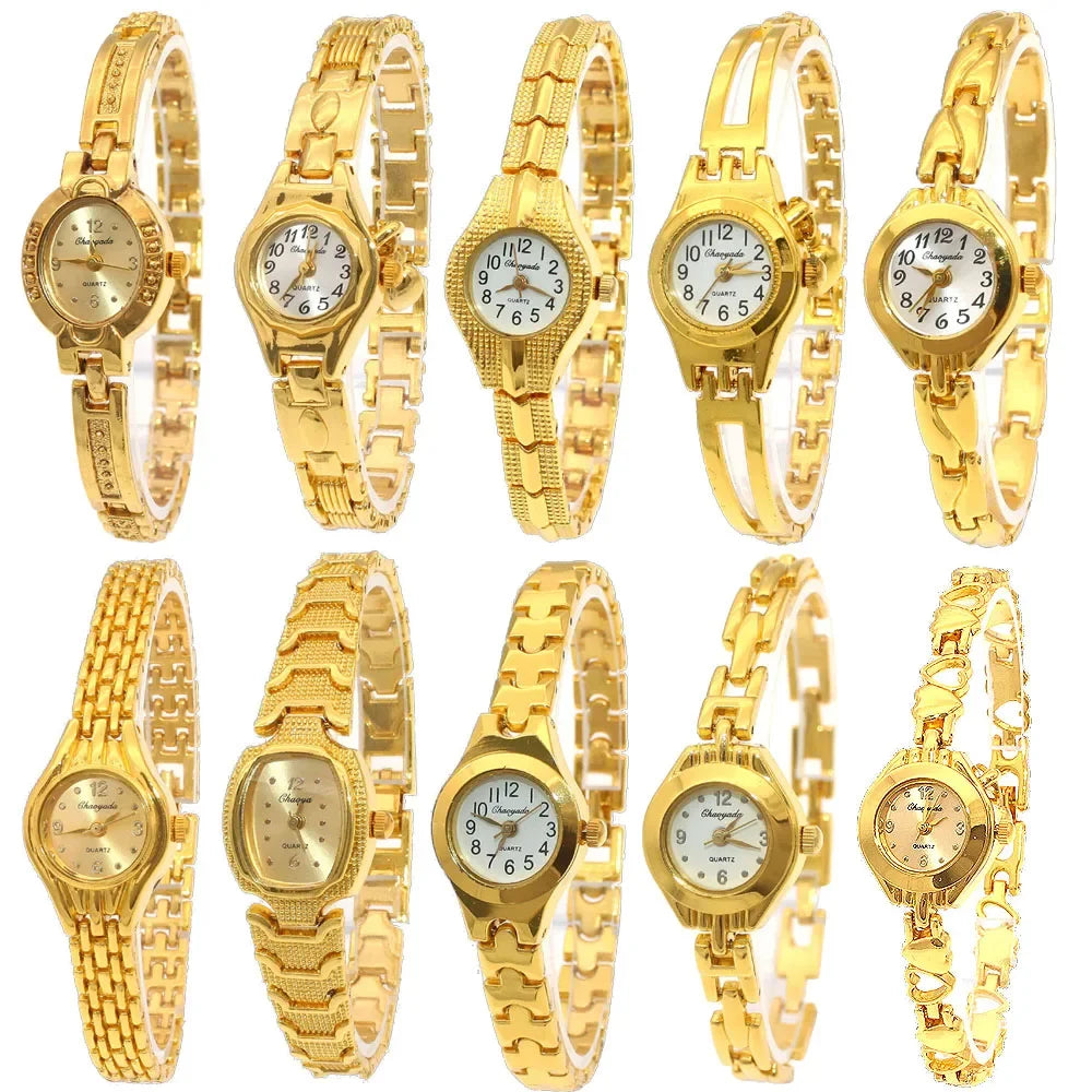 10pcs/Lot , Wholesale Price Mixed Bulk Cute Lovely Gold Lady Women Watches Quartz Wristwatch Gifts Hot Sale JB4T - Uknowucme