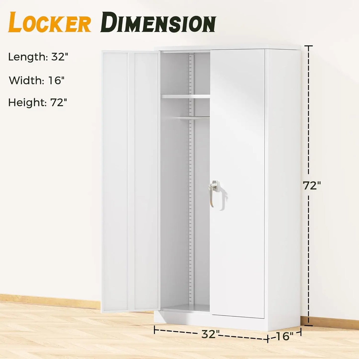 72” Tall Wardrobe Closet with Lock,Clothing Storage Cabinets with Hanging Rod and 4 Adjustable Shelves, Armoire Wardrobe