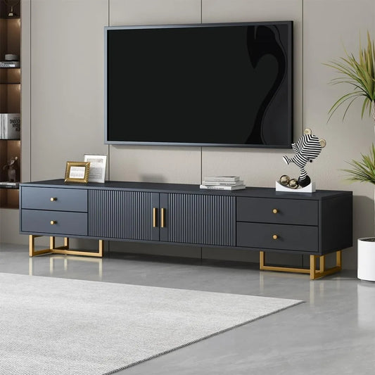 71" Fluted TV Stand, Modern Low Stand for TVs up to 80 Inches, Entertainment Center with Storage and 4 Drawers - Uknowucme