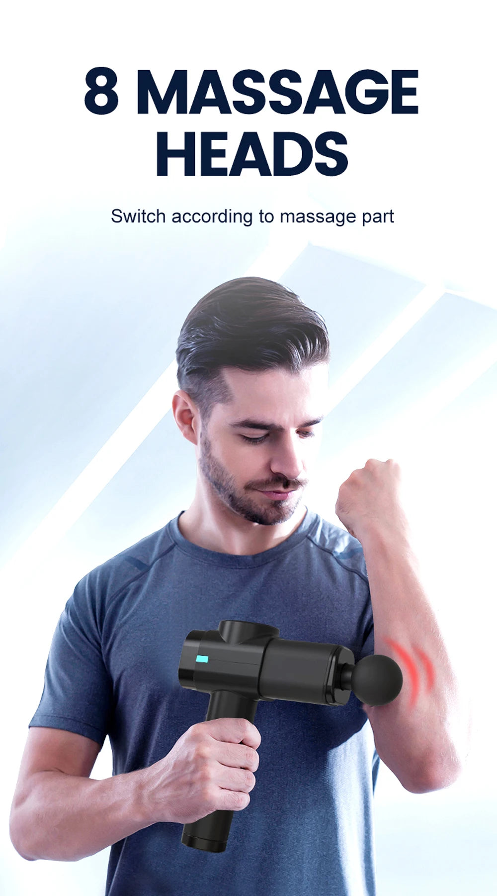 Massage Gun 30 Speed& 8 Heads Deep Tissue High Percussion Muscle Back Neck Massager For Athletes Pain Relief Fascia Gun