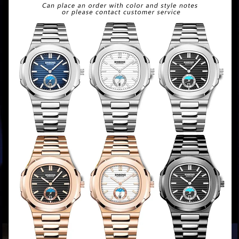 BINBOND Luxury Men Wristwatch Business Waterproof Luminous Date Man Watch Stainless Steel Men's Quartz Watches Relogio Masculino - Uknowucme