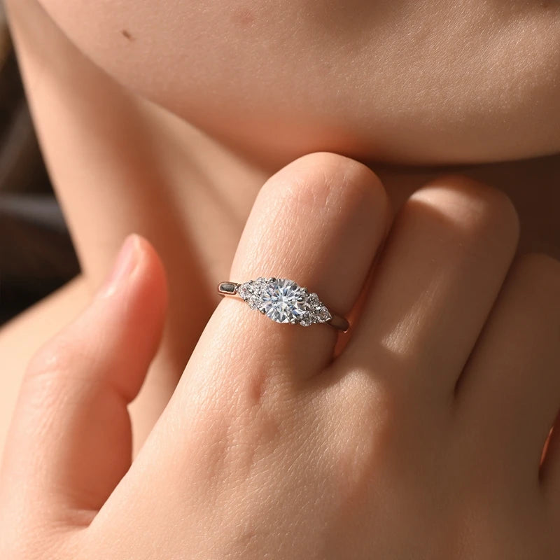 Moissanite Ring Real 925 Sterling Silver Simple Sparkling Shiny Oval Stone Ring For Women Engagement Wedding Luxury Fine Jewelry - Uknowucme