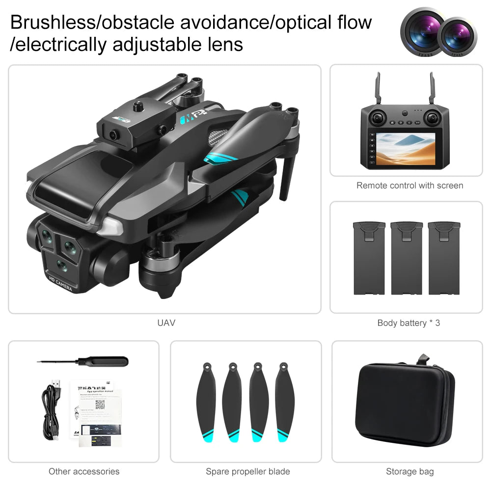 Drone 4K HD Brushless Motor Avoidance Drones with 4.5" Screen On Control Dual Cameras Quadcopter Gifts For Children and Adults - Uknowucme