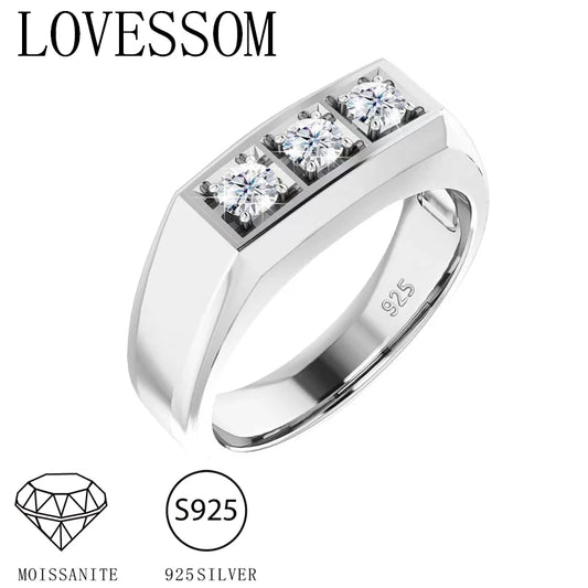 A 925 silver 0.9 carat round moissanite simple, casual, noble, generous and versatile high-quality men's and women's ring - Uknowucme