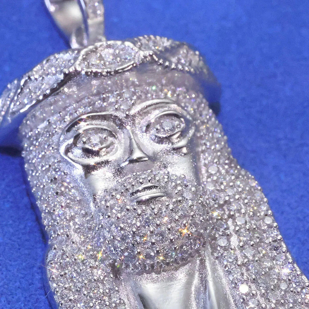 ESKEEM Hip Hop Moissanite Small Jesus Head Pendant 18k Gold Plated 925 Sterling Silver Iced Out VVS Jewelry Pass Diamond Test