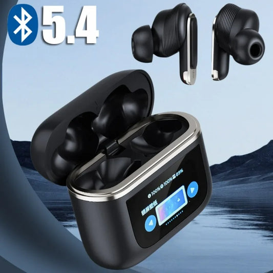 Bluetooth 5.4 Earphone in-ear Silicone Earbuds Wireless Display Touchscreen Control Calling Sports Headphone with Microphone