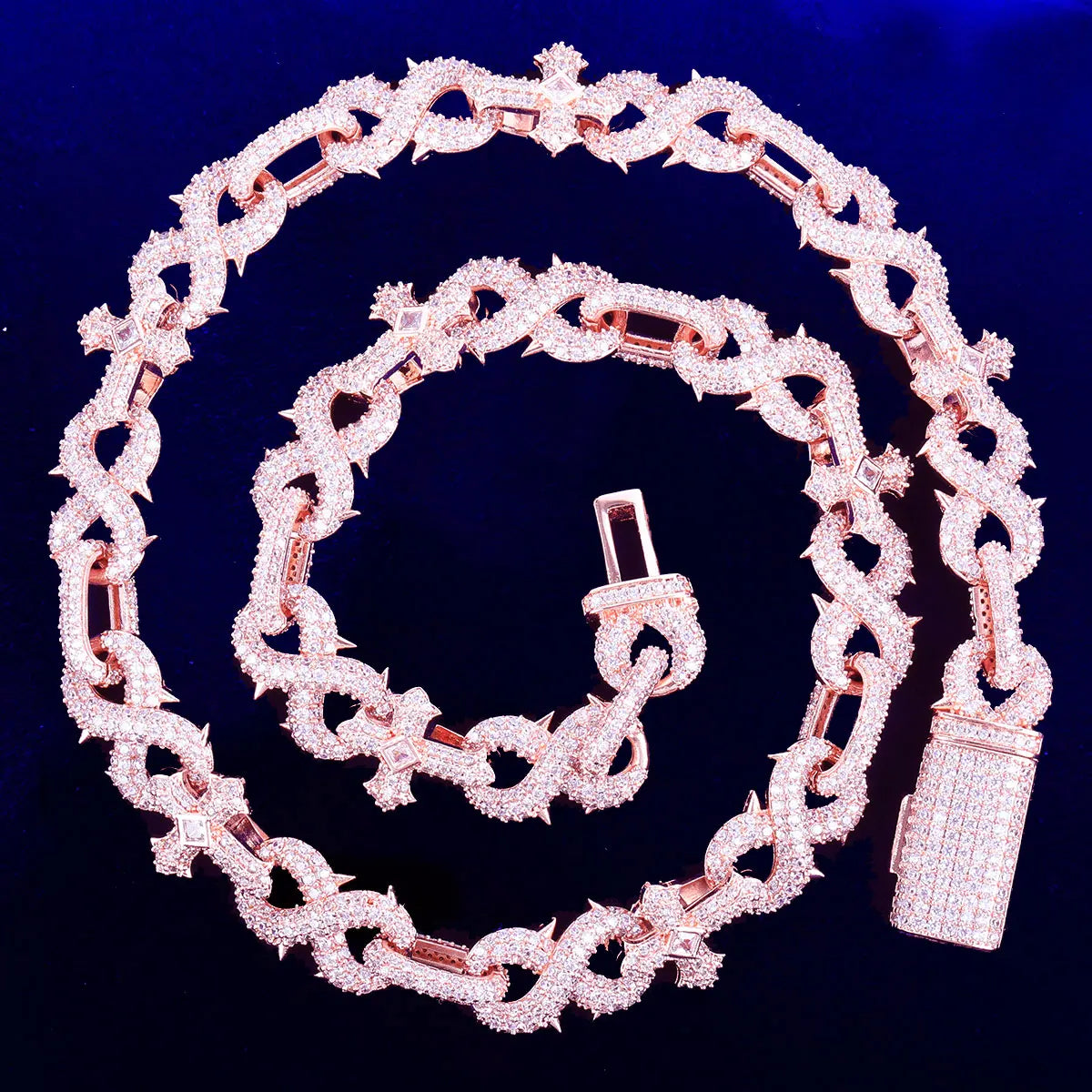 Bubble Letter Prong Necklace Choker for Women Iced Out Cross Infinity Cuban Link Chain Zirconia Real Gold Plated Hip Hop Jewelry - Uknowucme