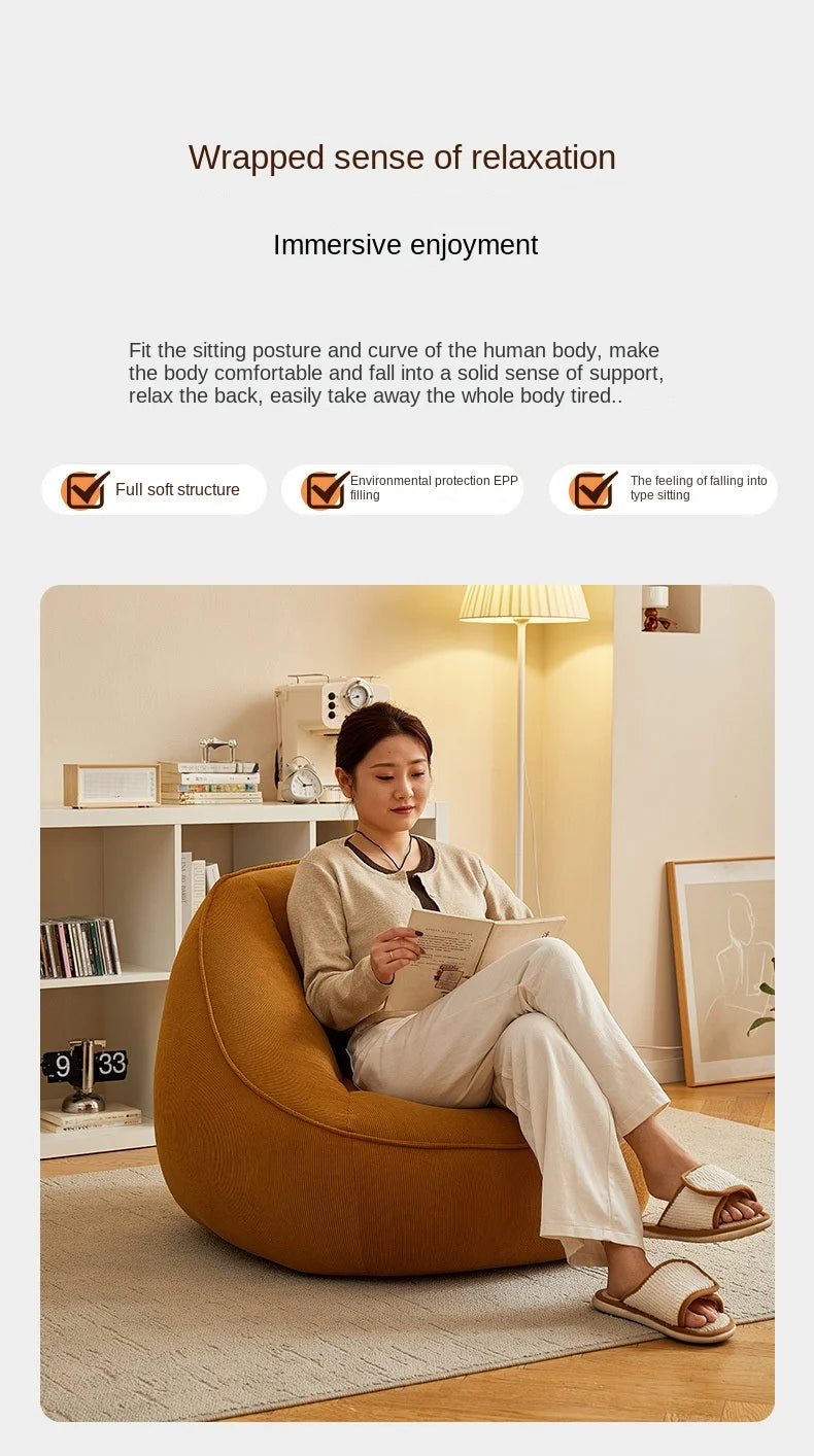 X&D Bean Bag Lazy Corduroy Comfortable Sofa Single Bed Tatami Bedroom Balcony Casual Lightweight Small Sofa Living Room 2024 New - Uknowucme