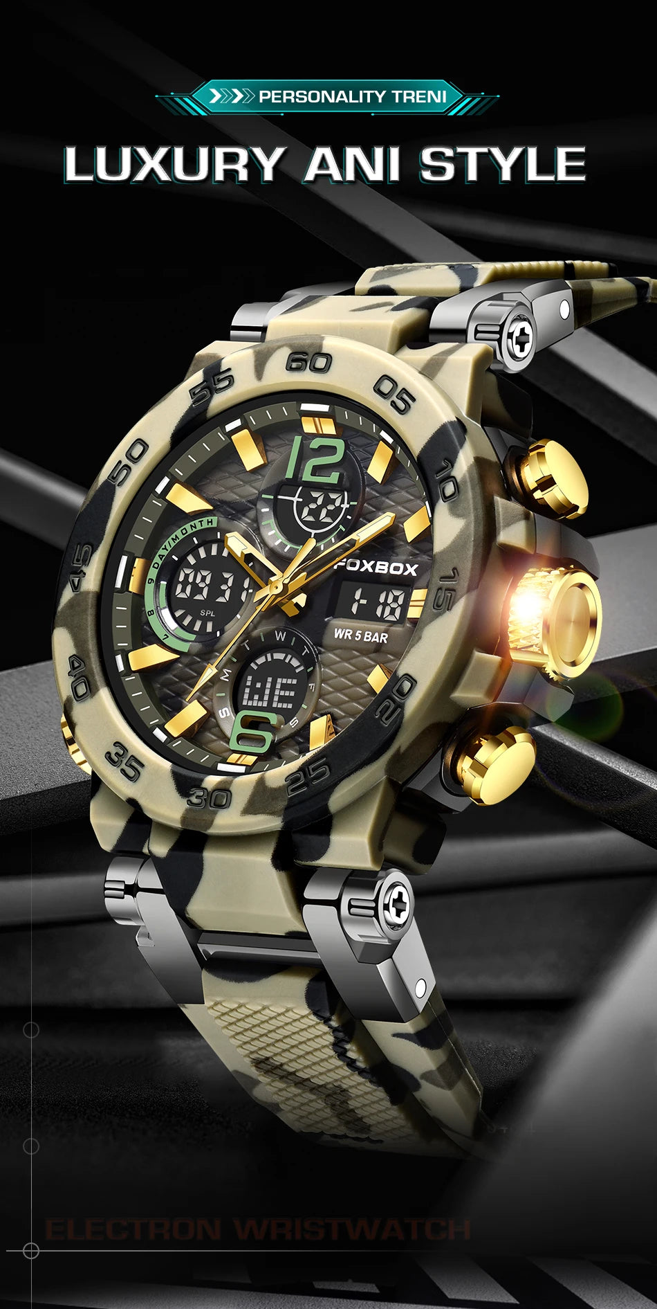 FOXBOX Military Digital Watch for Men Camouflage Waterproof Wristwatch Mens Shockproof Sport Quartz Tactical Clock Montre Homme - Uknowucme