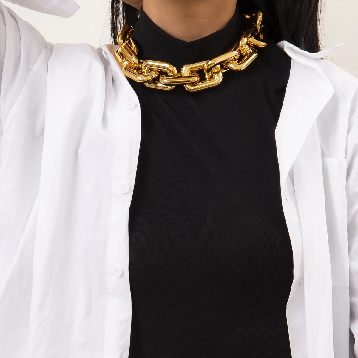 Hip Hop Gold Color Thick Cross Chain Collar Necklace for Men 2023 Personalized Punk Style Simple Women's Fashion Party Jewelry - Uknowucme