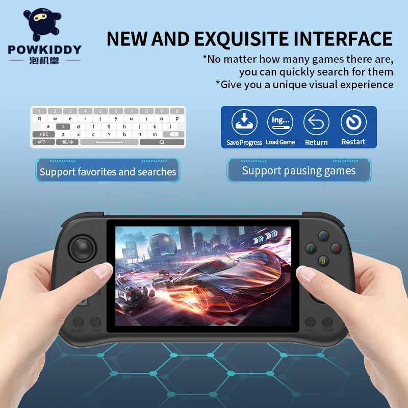 Powkiddy X55 5.5 inch IPS Screen Handheld Game Console Open Source RK3566 Retro Video Games Console Player Box Children's Gifts