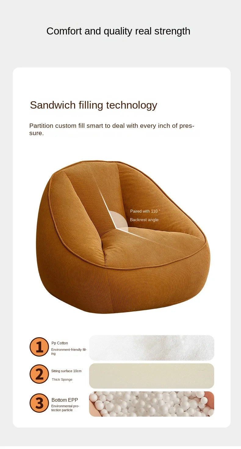 X&D Bean Bag Lazy Corduroy Comfortable Sofa Single Bed Tatami Bedroom Balcony Casual Lightweight Small Sofa Living Room 2024 New - Uknowucme