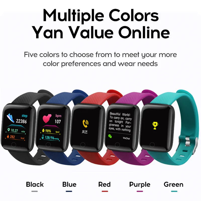 Smart Watch Men Women Message Reminder Blood Pressure Connected Bluetooth Mobile Phone Sports Kids Smartwatch 116Plus relojs