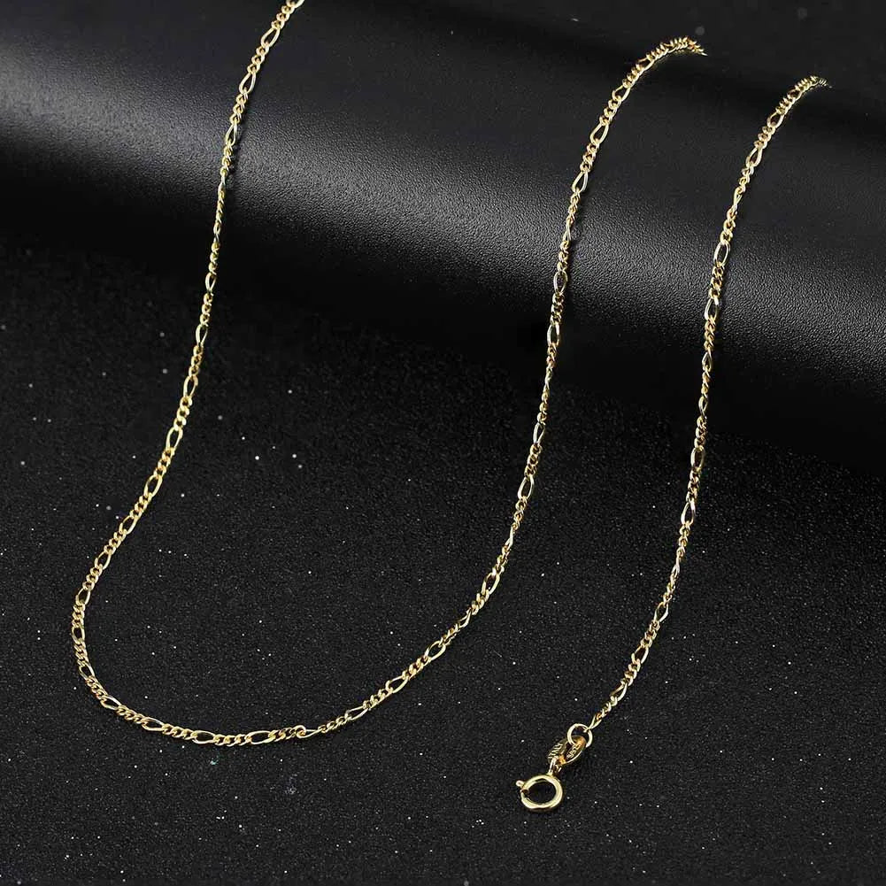 ORSA JEWELS 14K Gold 925 Sterling Silver Diamond-Cut Figaro Link Chain Necklace for Women Classic Necklace Party Jewelry SC27 - Uknowucme