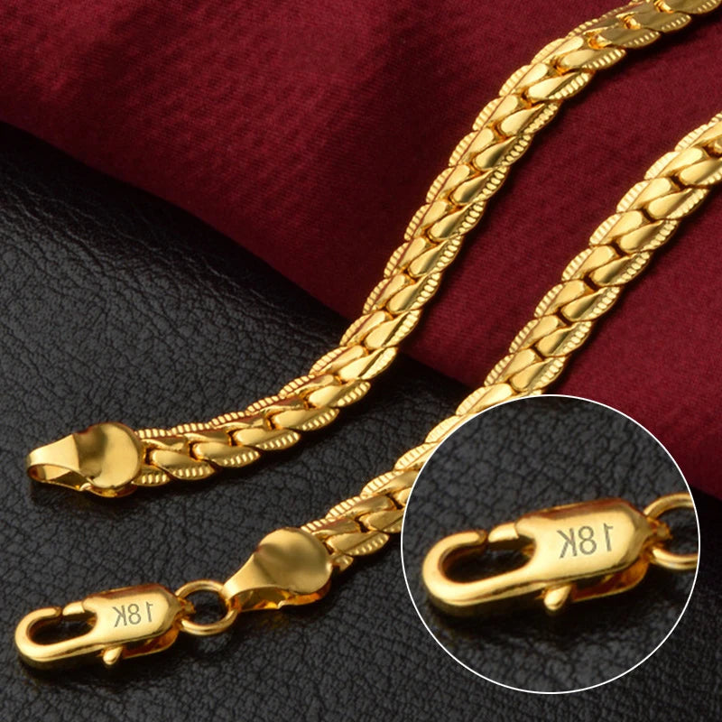 18K Gold/Silver Color 6mm Full Sideways Necklace 8/18/20/24 Inch Chain For Woman Men Fashion Wedding Engagement Jewelry - Uknowucme