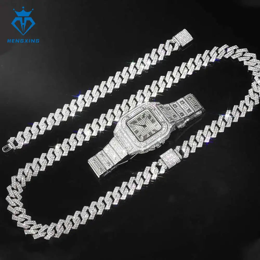 Fine Jewelry Sale 15mm Cuban Chain Bracelet Luxury 925 Silver Moissanite Bracelet Cuban Link Chain Bracelet