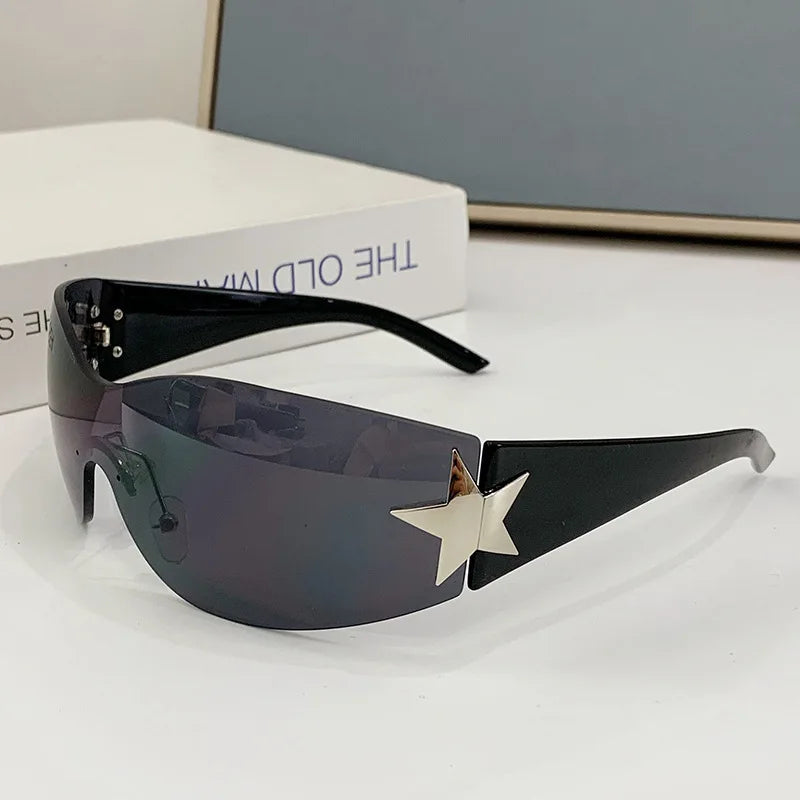 New Fashion Rimless Y2K Sunglasses For Women Men Trendy 2000'S Sun Glasses Punk One Piece Goggles UV400 Oculos De Sol - Uknowucme