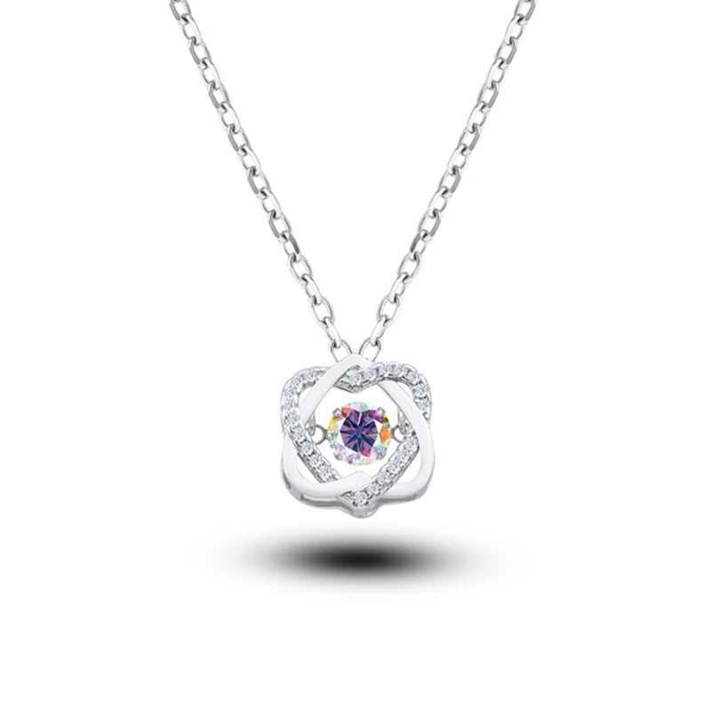 Moissanite Necklace For Women 100% Sterling S925 Silver With White Gold Plated Lab Diamond Jewelry Wedding Pendant with O-chain - Uknowucme
