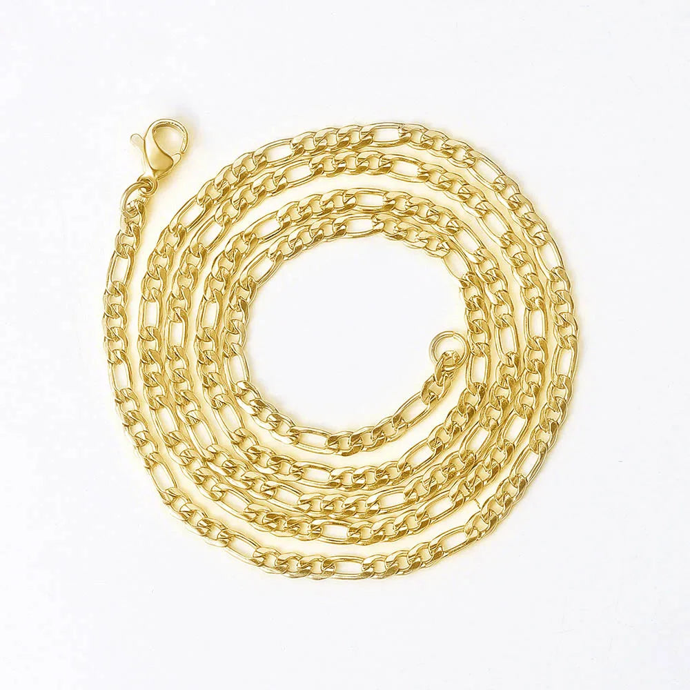 Men 's Figaro Chain Necklace Stainless Steel Minimalist 3mm 60cm Gold Color Fashion New Hip Hop Jewelry Gift Collar Hombres - Uknowucme