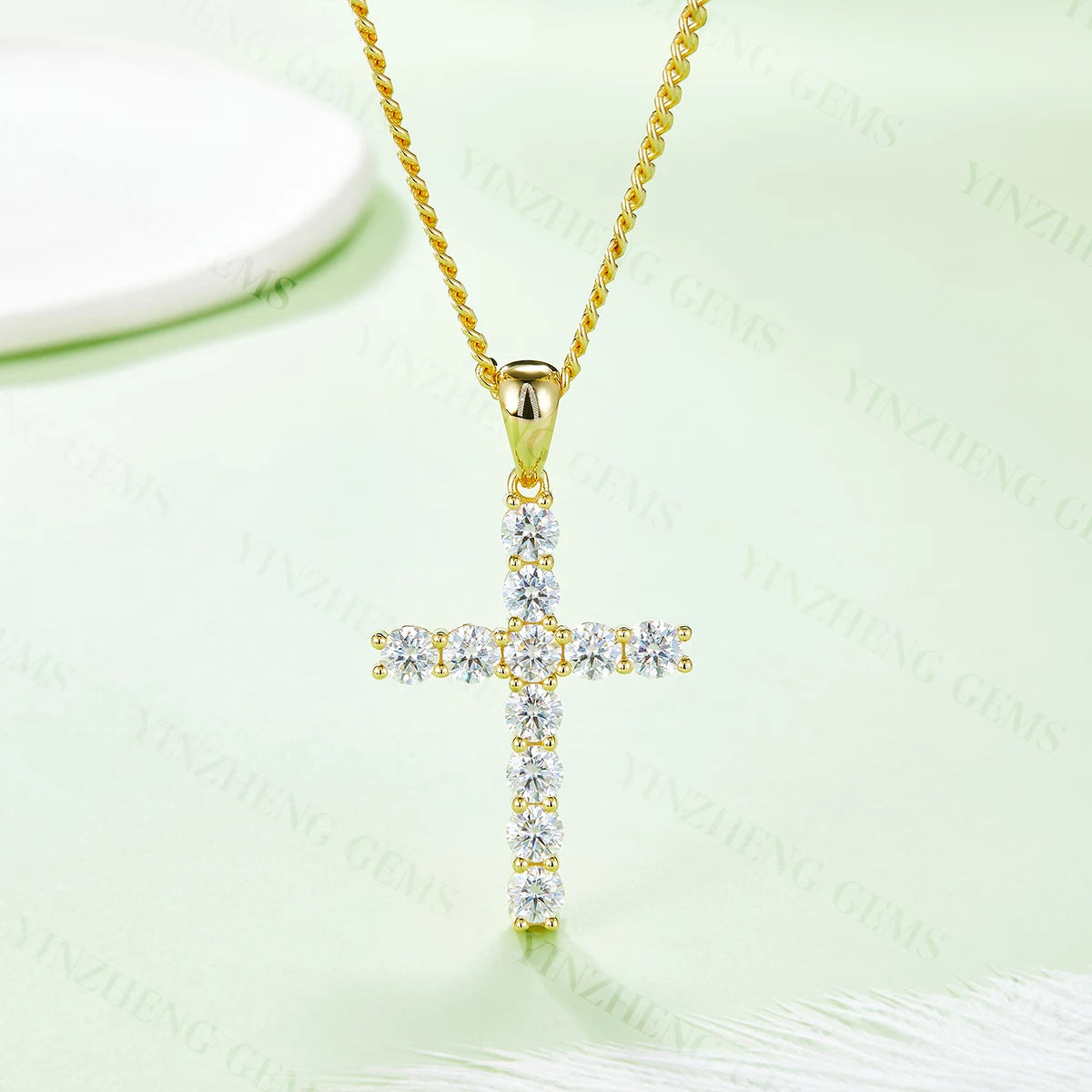 YinZheng Moissanite Jewelry 925 Sterling Silver Cross Pendant D VVS Diamond Moissanite Cross Pendant Hip Hop & Rock Religious - Uknowucme