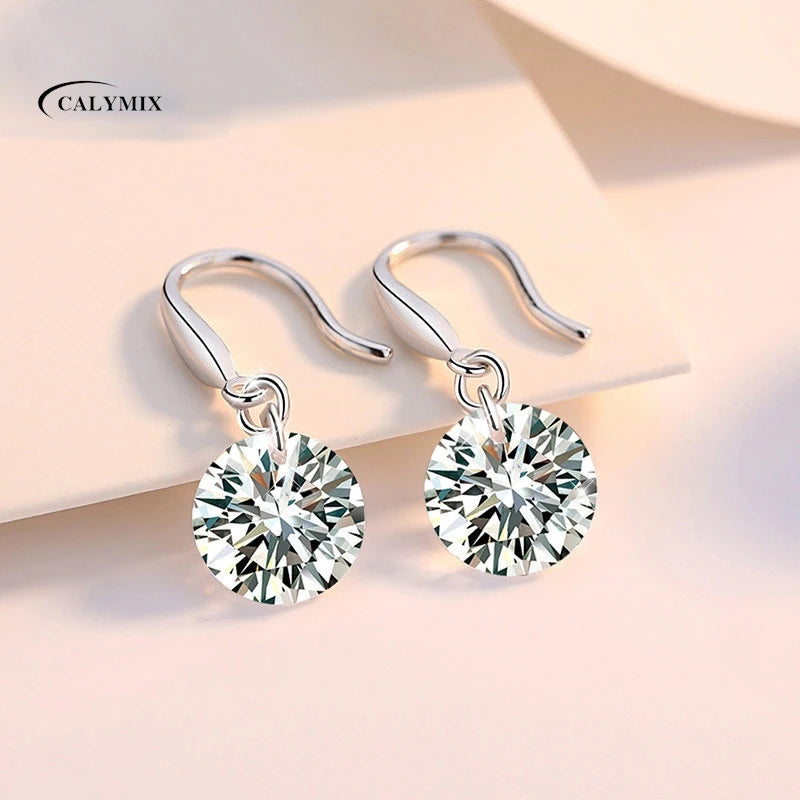 NEW S925 Sterling Silver Color Simple Round Bling CZ Zircon Stone Stud Earrings Fashion Jewelry Korean Earrings for Women Girl - Uknowucme