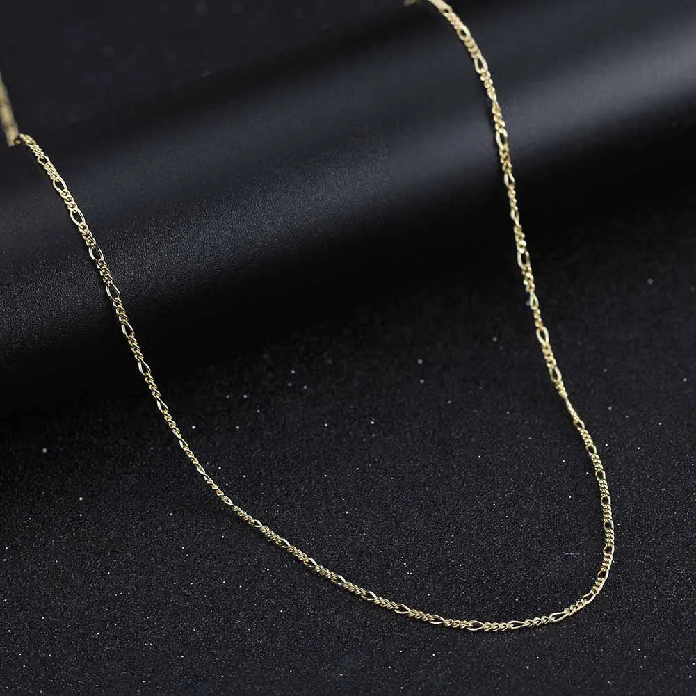 ORSA JEWELS 14K Gold 925 Sterling Silver Diamond-Cut Figaro Link Chain Necklace for Women Classic Necklace Party Jewelry SC27 - Uknowucme