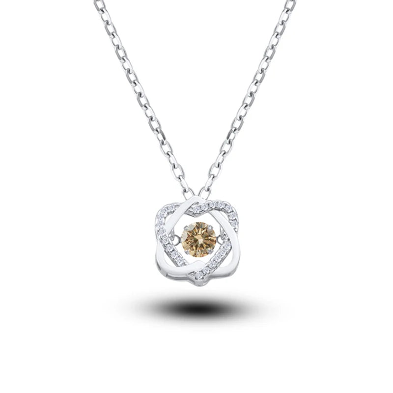 Moissanite Necklace For Women 100% Sterling S925 Silver With White Gold Plated Lab Diamond Jewelry Wedding Pendant with O-chain - Uknowucme