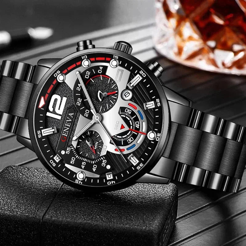 NEWFashion Mens Stainless Steel Watches Luxury Quartz Wristwatch Calendar Luminous Clock Men Business Casual Watch Reloj Hombre - Uknowucme