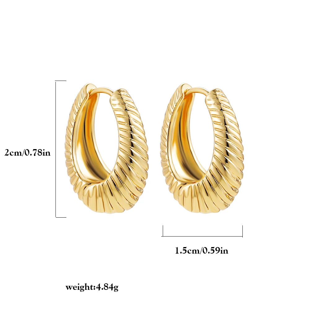 Minimalist Gold Plated Twisted Figaro Circle Round Shape Huggies Earring for Women Punk Glossy Metal Hinged Back Hoop Earrings - Uknowucme