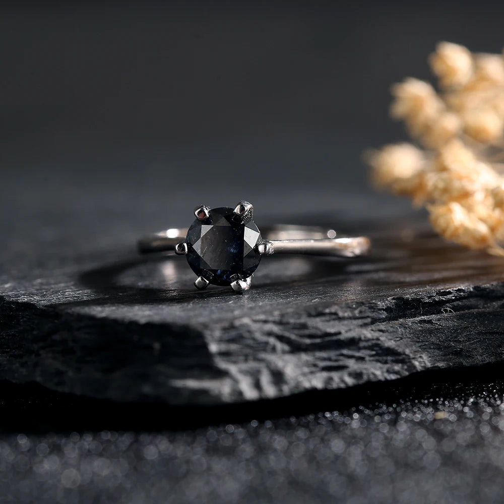 Black Moissanite Ring 925 Sterling Silver Classic Geometric Inlay Ring Hypoallergenic Diamond Alternative Jewelry Elegant Gift - Uknowucme