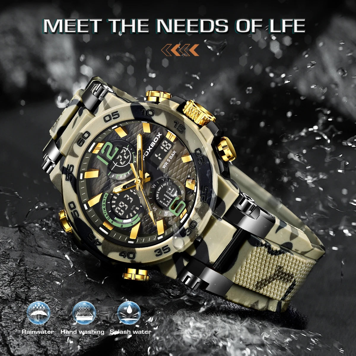 FOXBOX Military Digital Watch for Men Camouflage Waterproof Wristwatch Mens Shockproof Sport Quartz Tactical Clock Montre Homme - Uknowucme
