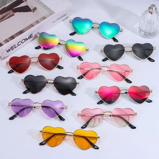 Heart-Shaped Sunglasses Heart Sun Glasses Shades Vintage 90s Glasses UV400 Protection Metal Frame Sunglasses Fancy Accessories - Uknowucme