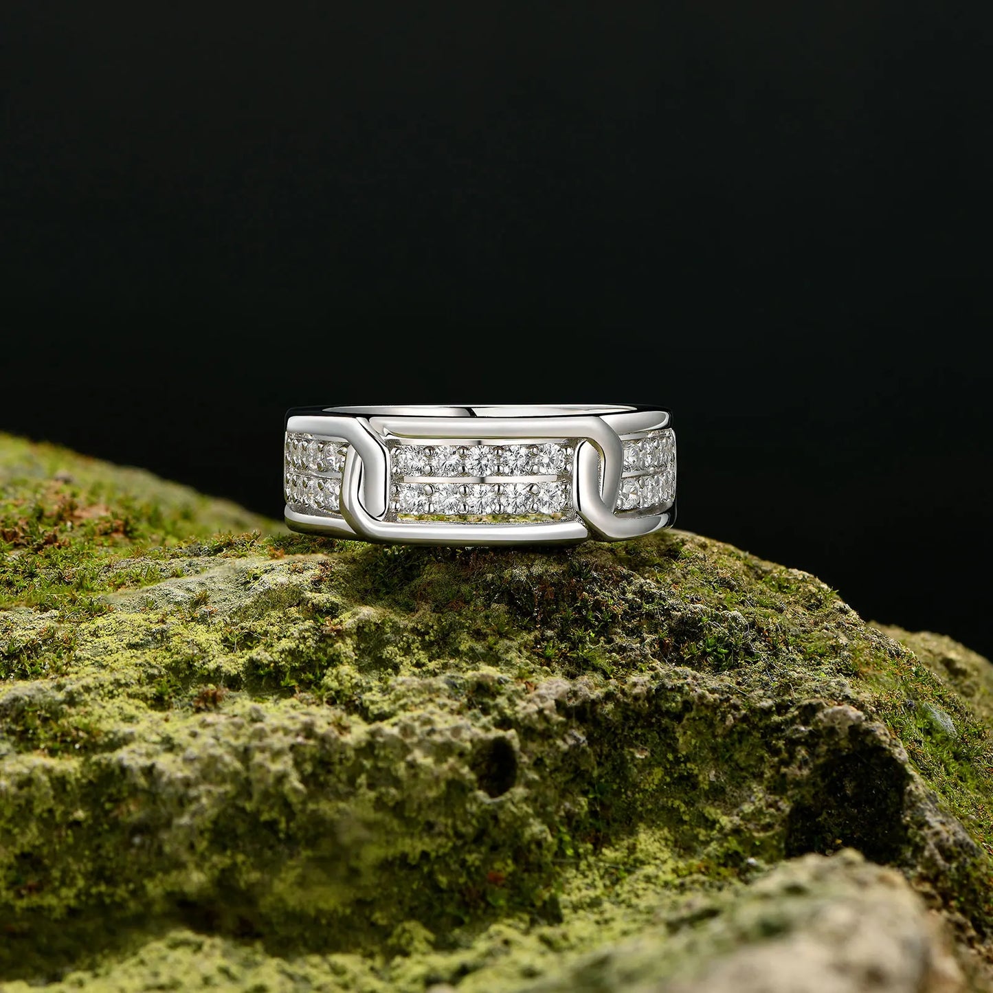 Newshe Novelty 925 Sterling Silver Men's Wedding Rings 5A Grade Cubic Zirconia Elegant Engagement Ring for Men Fine Jewelry Gift - Uknowucme