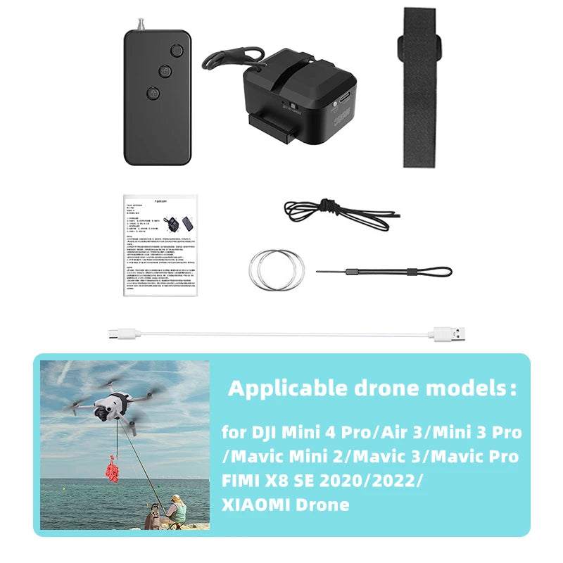 BRDRC Airdrop System for DJI Mini 4K/Mini 4 Pro/Air 3/Mini 3 Pro/Mavic 3/Mavic Pro Drone Thrower Fishing Life Rescue Send Gift - Uknowucme