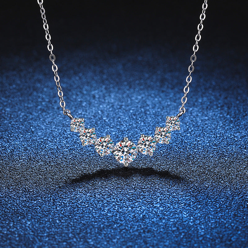 Moissanite Necklace for Woman Wedding Fine Jewely with Certificates 925 Sterling Sliver Plated 18k White Gold Necklace - Uknowucme