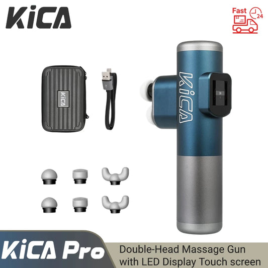 KiCA Pro Double-Head Fascia Gun with LED Display Touchscreen, Deep 13kg Impact Massage Gun, 6 Massage Heads 10 Speeds Power