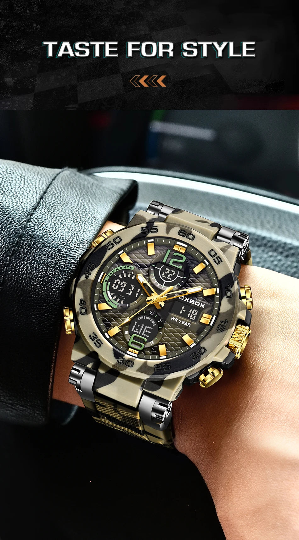 FOXBOX Military Digital Watch for Men Camouflage Waterproof Wristwatch Mens Shockproof Sport Quartz Tactical Clock Montre Homme - Uknowucme