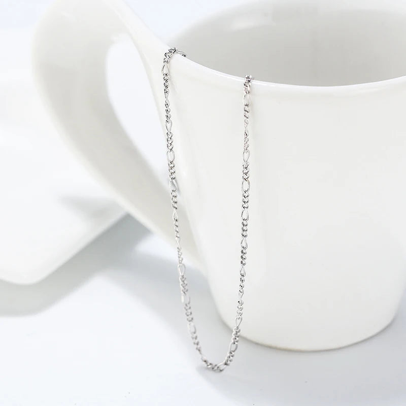 ORSA JEWELS 100% 925 Sterling Silver 1.7mm Diamond-Cut Figaro Link Chain Necklace Simple Dainty Neck Chain Jewelry SC27 - Uknowucme