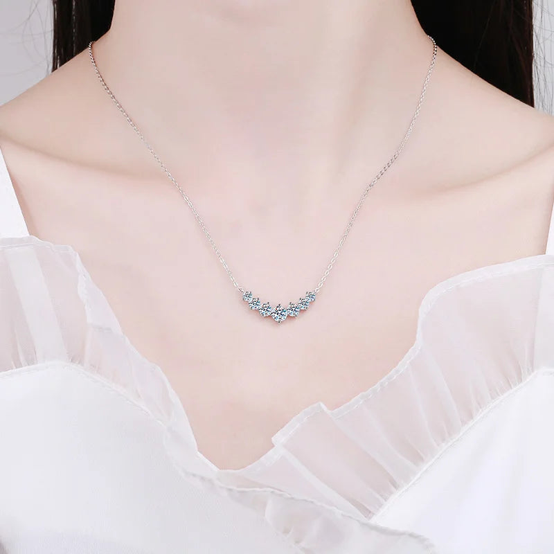 Moissanite Necklace For Woman Wedding Fine Jewely With Certificates 925 Sterling Sliver Plated 18k White Gold Necklace - Uknowucme