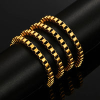 2mm/3mm/4mm Thickness Gold Color Stainless Steel Square Box Chain Necklace for Men Women Classic Jewelry 14 to 40 Inches - Uknowucme