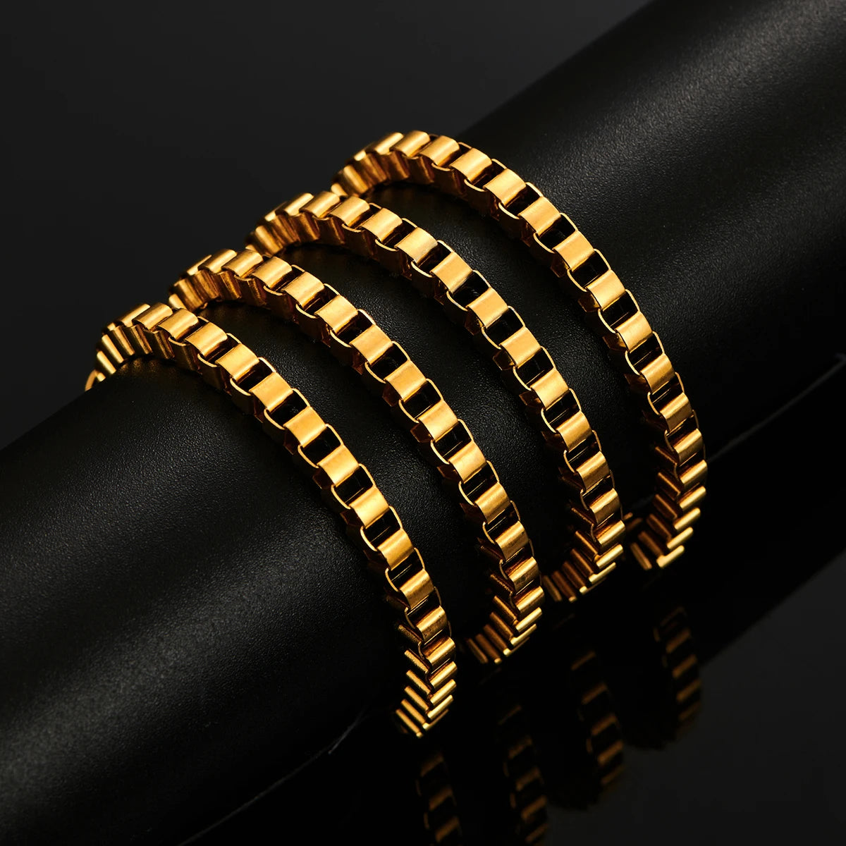 2mm/3mm/4mm Thickness Gold Color Stainless Steel Square Box Chain Necklace for Men Women Classic Jewelry 14 to 40 Inches - Uknowucme