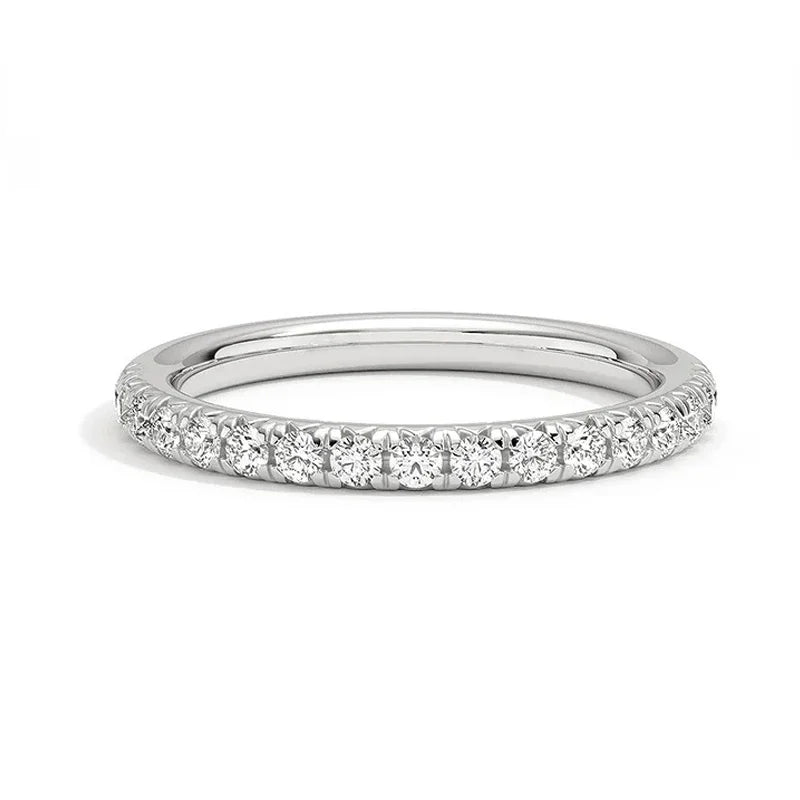 Moissanite Ring 925 Sterling Silver with White Gold Plated Full Diamond Eternity Band Engagement Wedding Rings for Women - Uknowucme