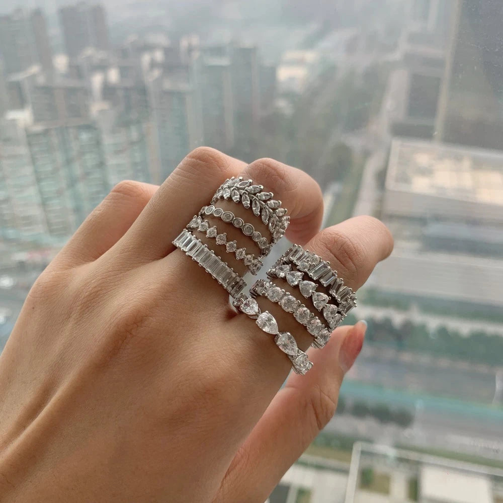 Wong Rain 100% 925 Sterling Silver Oval Heart Round Emerald Cut Lab Sapphire Gemstone Jewelry Wedding Band Row Ring Wholesale - Uknowucme