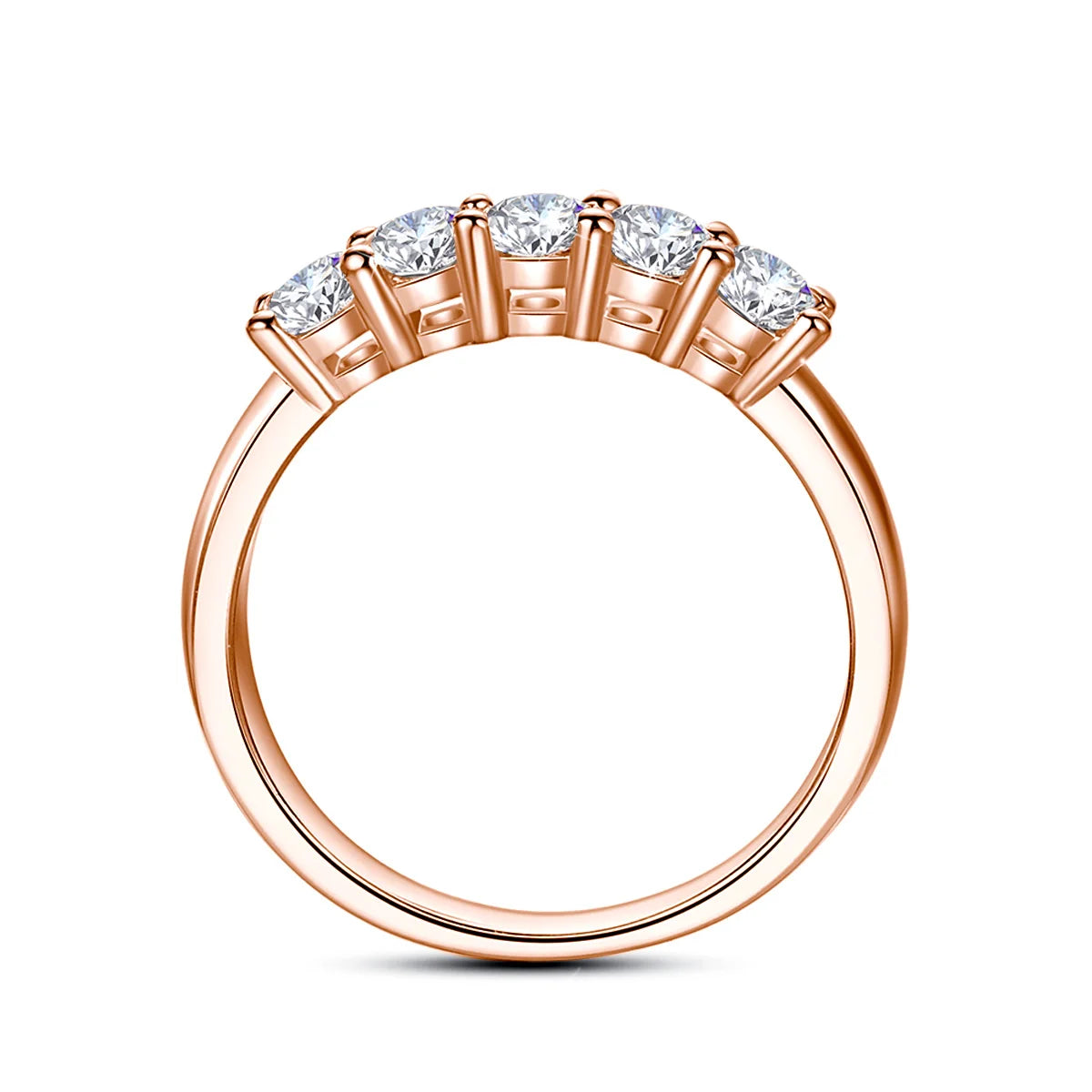 5 Stone Moissanite Ring Silver 925 100% Rose Gold Plated Brilliant Jewelry with Certified Engagement Gifts For Woman Girl - Uknowucme
