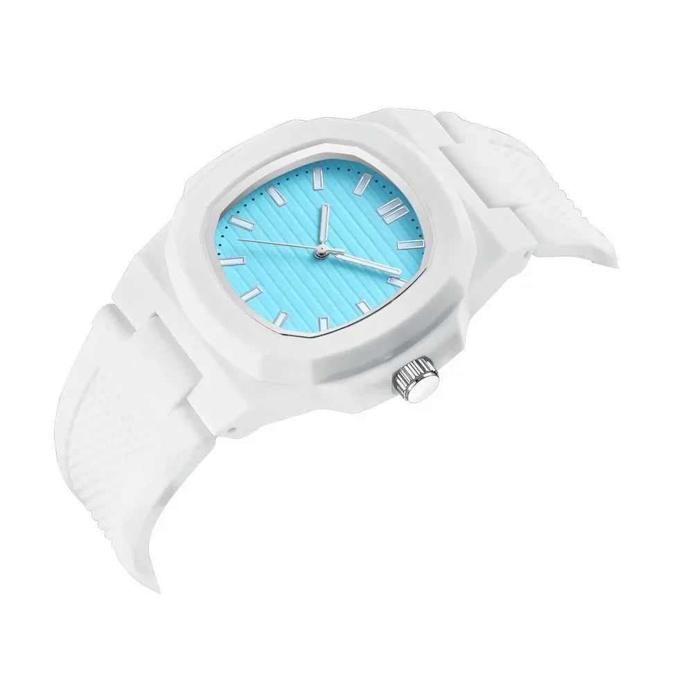 Men Women Watch Classic Orologio Simple Couple Black White Silicone Blue Reloj Quartz Wristwatch Male Man Ladies Student Clock - Uknowucme