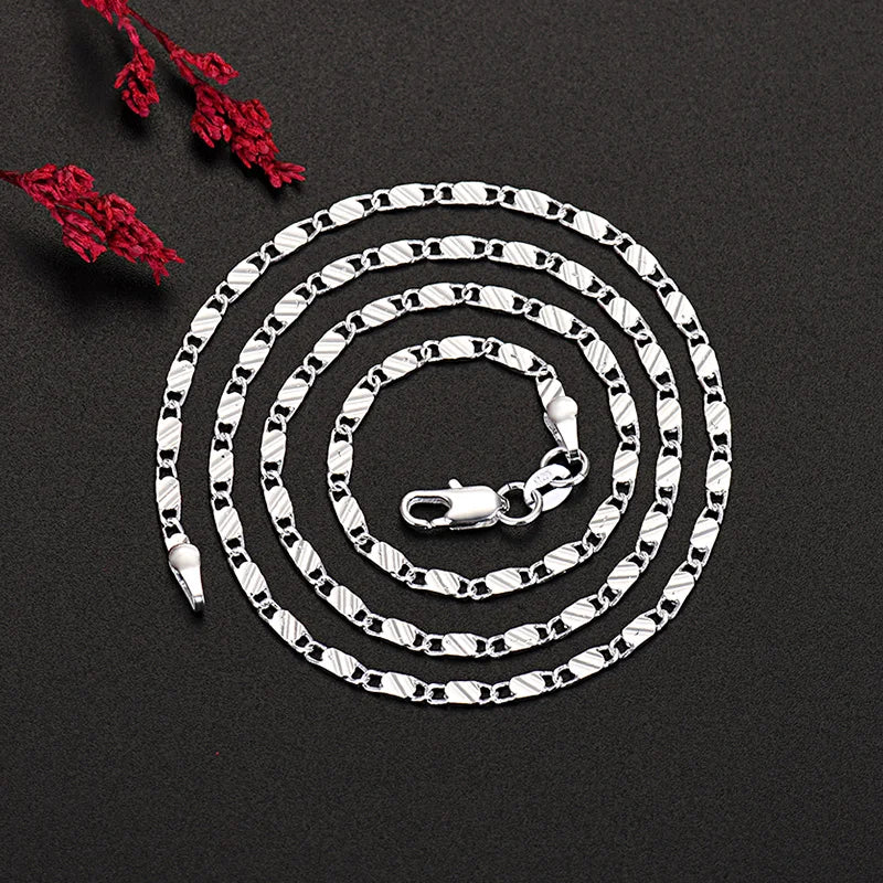 925 Sterling Silver 16/18/20/22/24/26/28/30 Inch Figaro Chain Necklaces For Women Luxury Designer Jewelry URBABY - Uknowucme