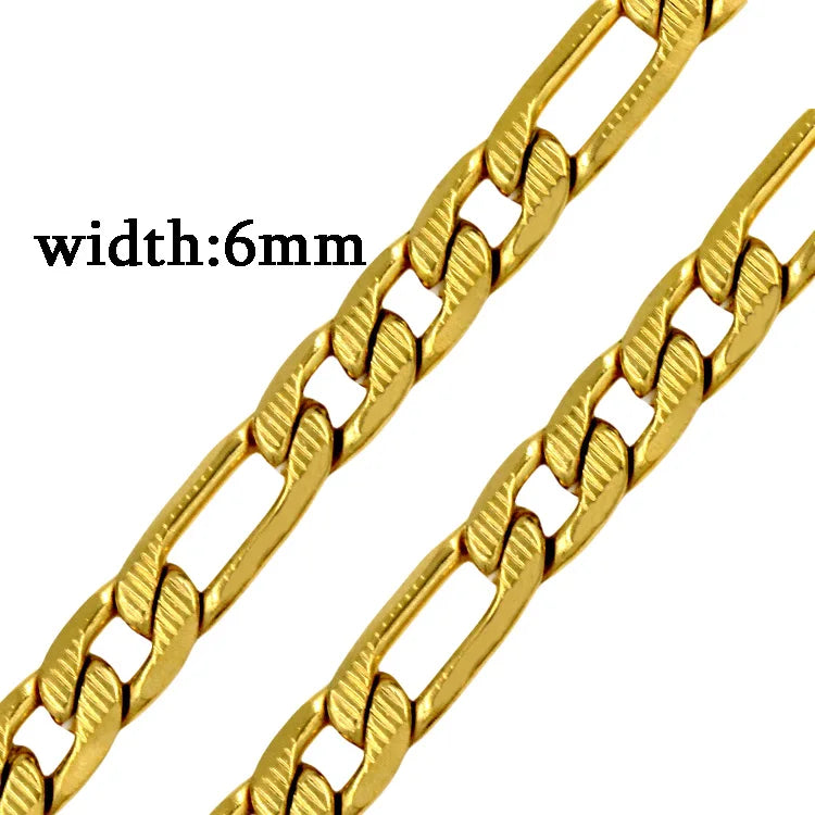 LUXUSTEEL Men's Figaro NK Chain Necklace 6/8/10MM Stainless Steel Golden Mixed Silver Color Curb Link For Women Jewelry Gift - Uknowucme