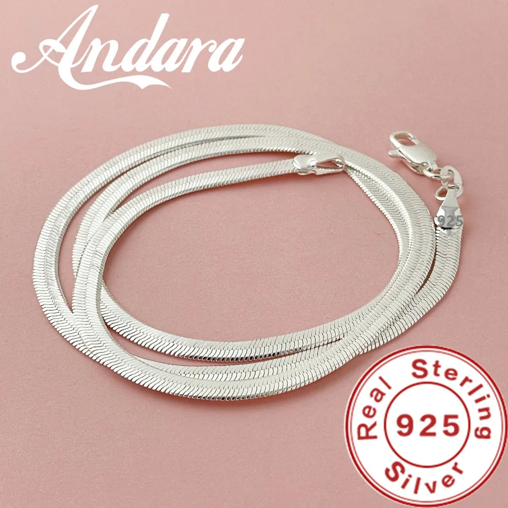 Original 925 Sterling Silver fine 4MM Blade Chain Necklace for Women Men Luxury wedding party Jewelry Holiday gifts - Uknowucme