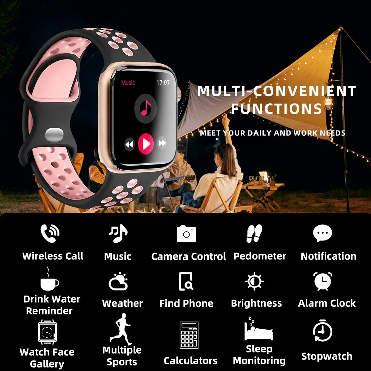 Sports Smart Watch Answer Call Message Music Health Sport Bracelet Fitness Tracker Women Men Series 8 Smartwatch for Android IOS