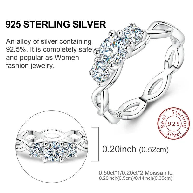 Moissanite Ring Real 925 Sterling Silver Simple Sparkling Shiny Oval Stone Ring For Women Engagement Wedding Luxury Fine Jewelry - Uknowucme
